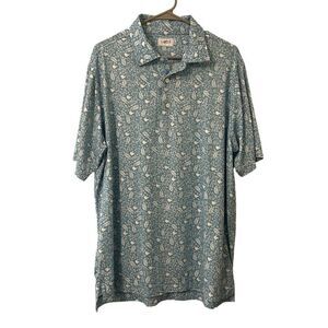 Luxxe Golf The Tomilyn Polo Bird Print Blue Size Large Relaxed Fit Lightweight